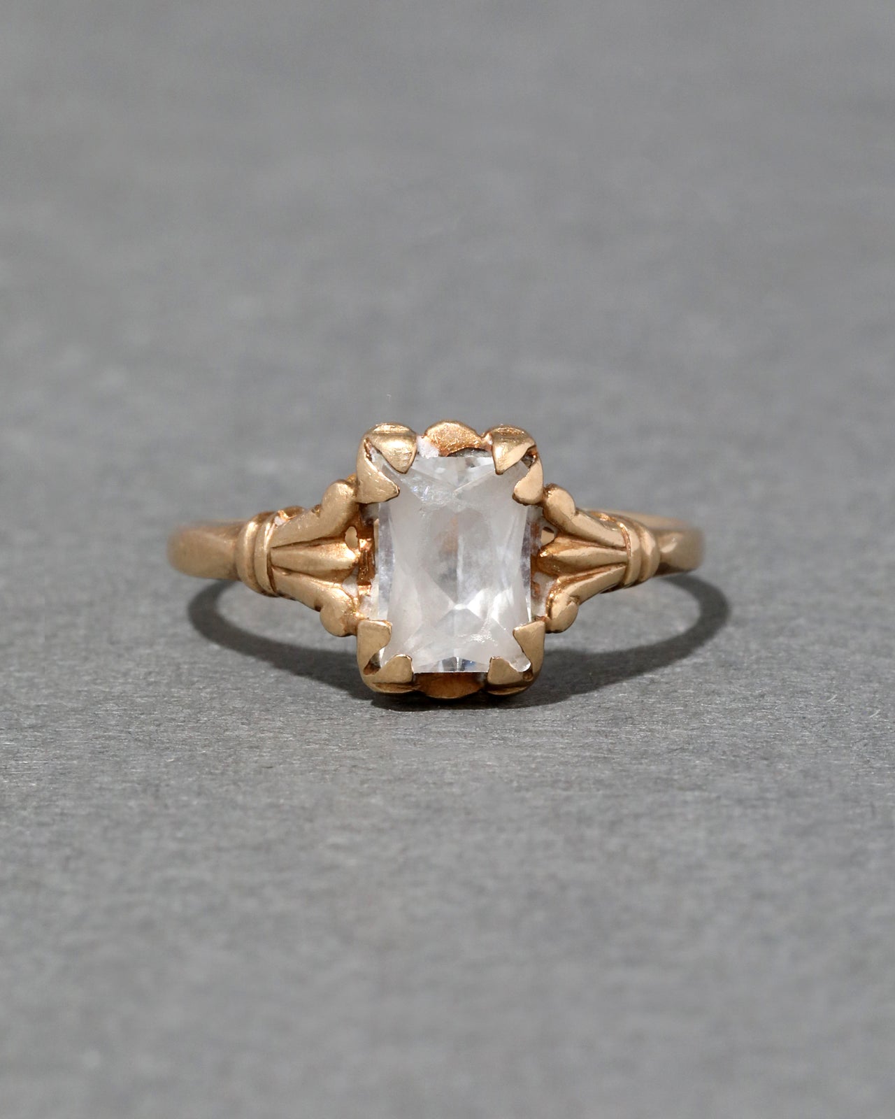 Antique 1920s 10k Gold & Rock Crystal Ring - Photo 2