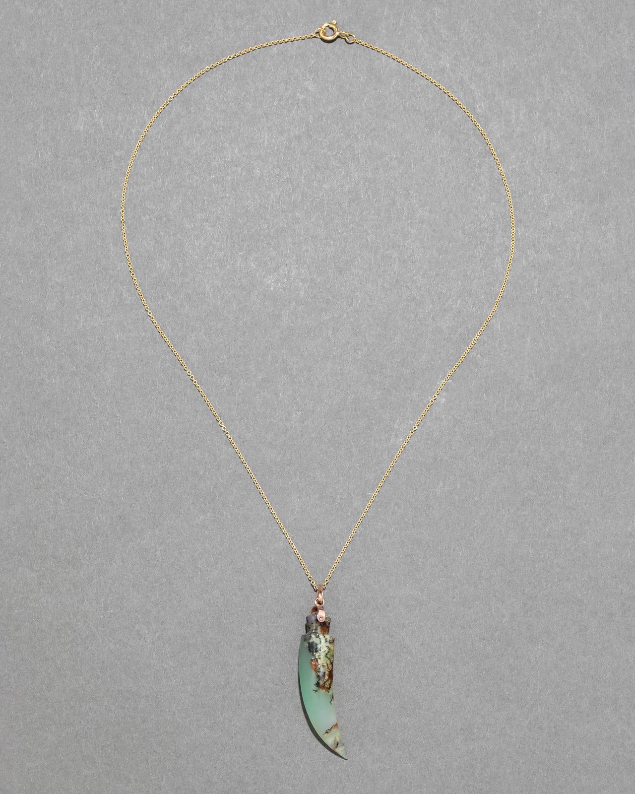 Antique Victorian 14k Gold Fill Jade Horn Pendant Necklace - Photo 2