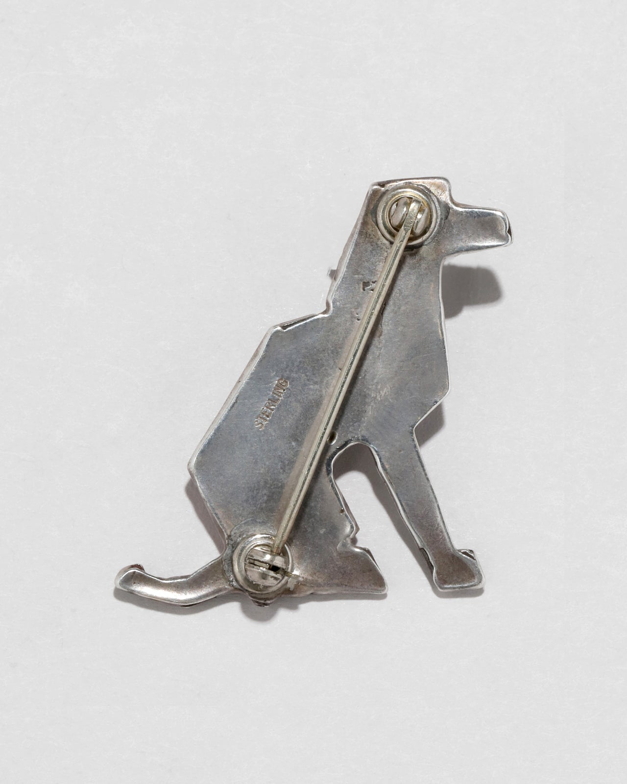 Vintage 1930s Sterling Silver with Enamel French Deco Classic Cubist Dog Design Pin - Photo 2