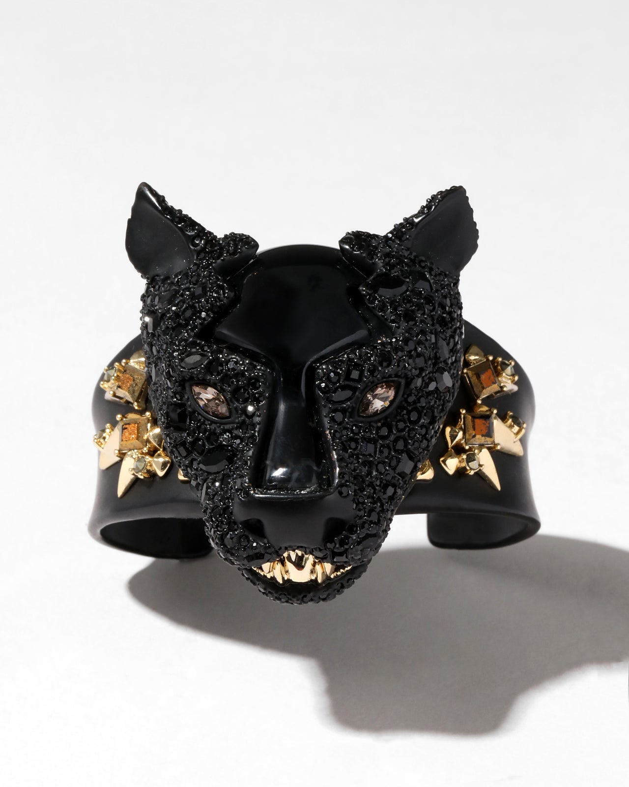 Archive Crystal Encrusted Panther Head Cuff Bracelet - Photo 2