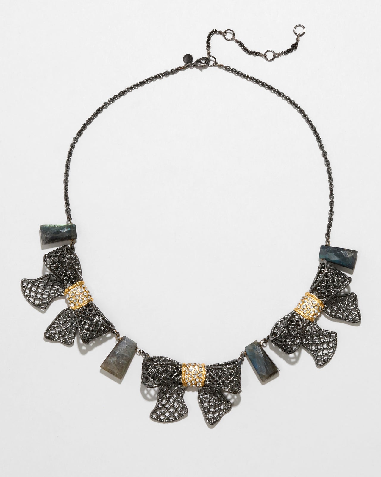 Archive Crystal Studded Triple Bow Necklace - Photo 2