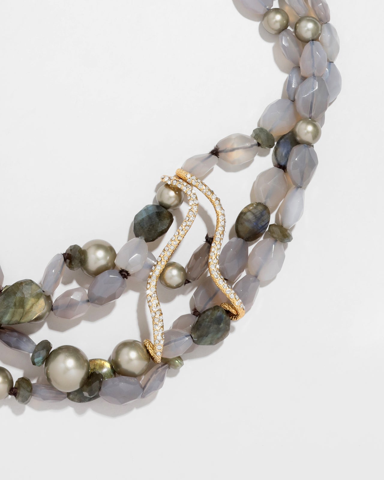 Archive Triple Strand Beaded Stone Cluster Pendant Necklace - Photo 2