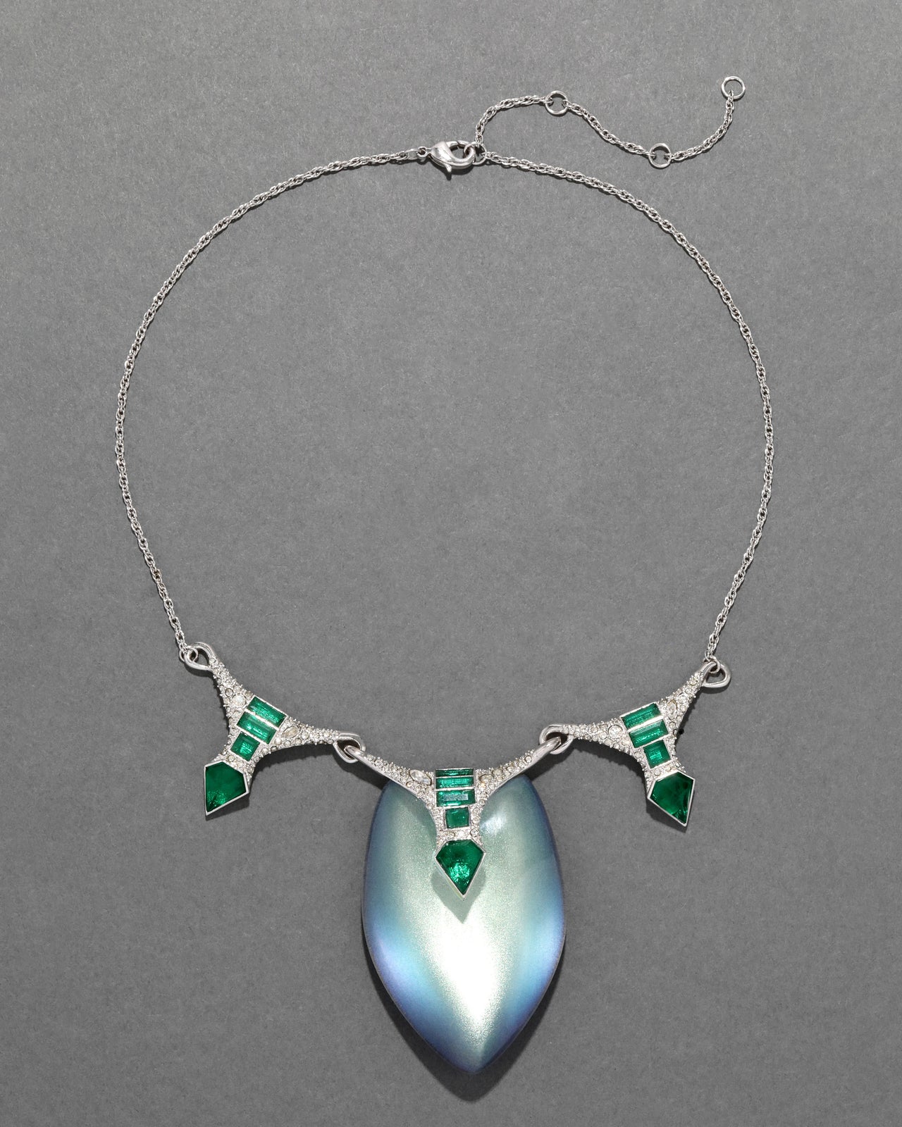 Archive Crystal Encrusted Lucite Pendant Necklace - Photo 2