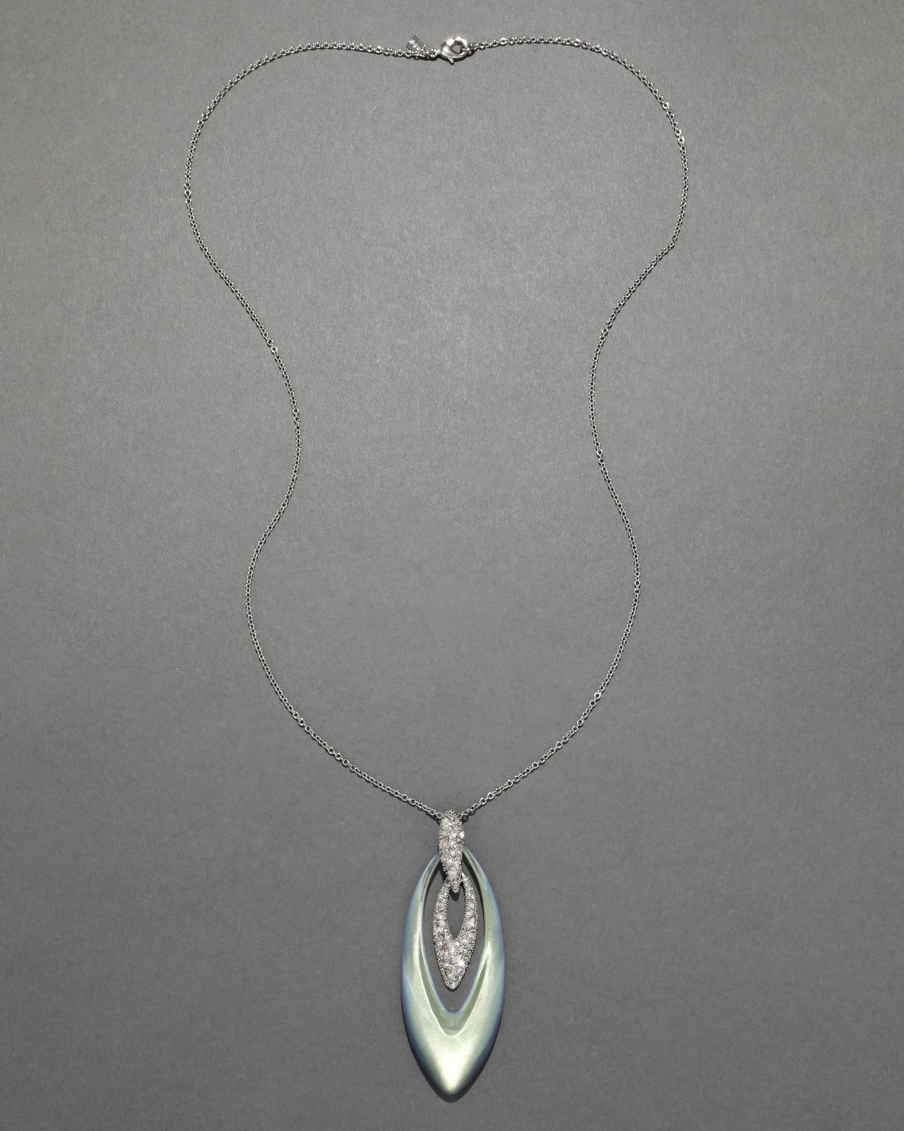 Archive Crystal Encrusted Lucite Framed Pendant Necklace - Photo 2