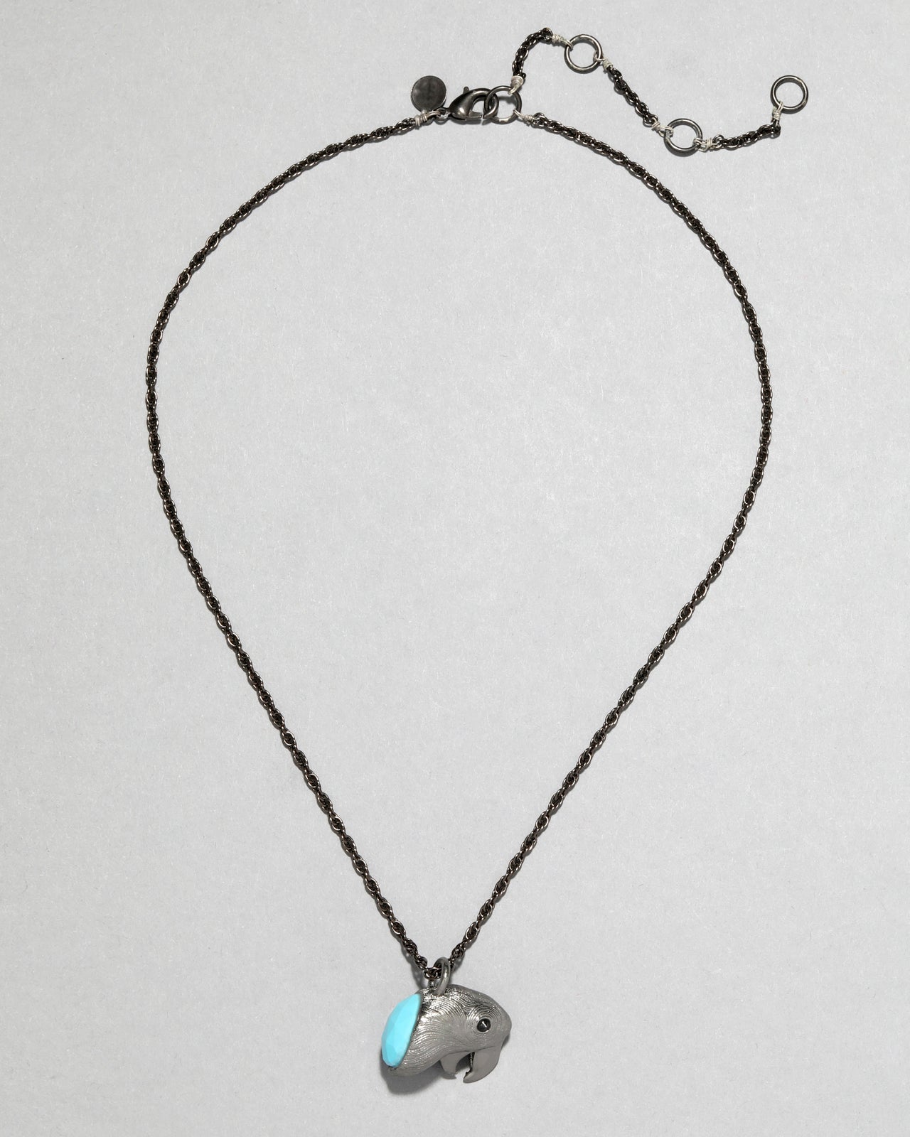 Archive Gunmetal Parrot Head with Turquoise Pendant Necklace - Photo 2