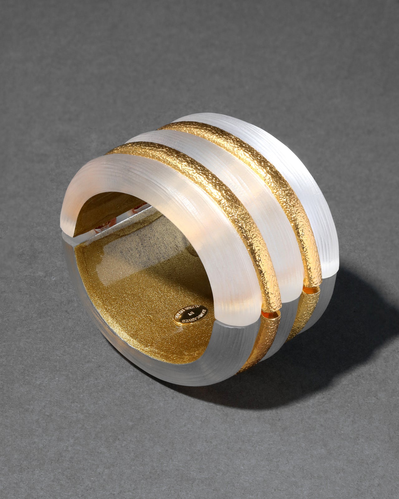 Archive Lucite Textured Gold Inlay Hinge Bracelet - Photo 2