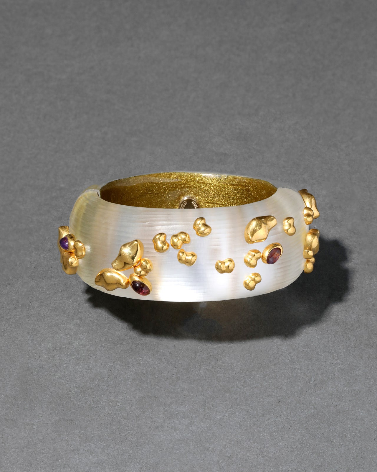 Archive Gold Nugget Studded Lucite Hinge Bracelet - Photo 2