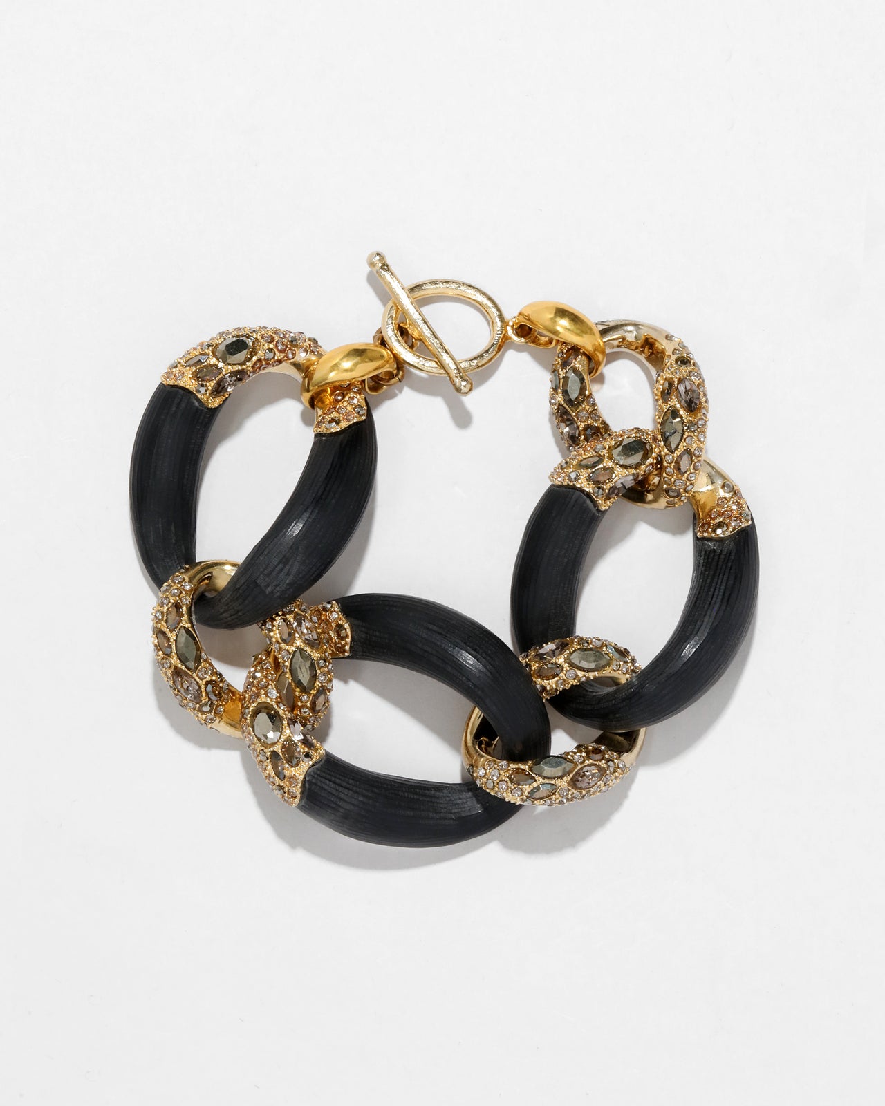 Archive Gold Crystal Encrusted Lucite Link Toggle Bracelet - Photo 2