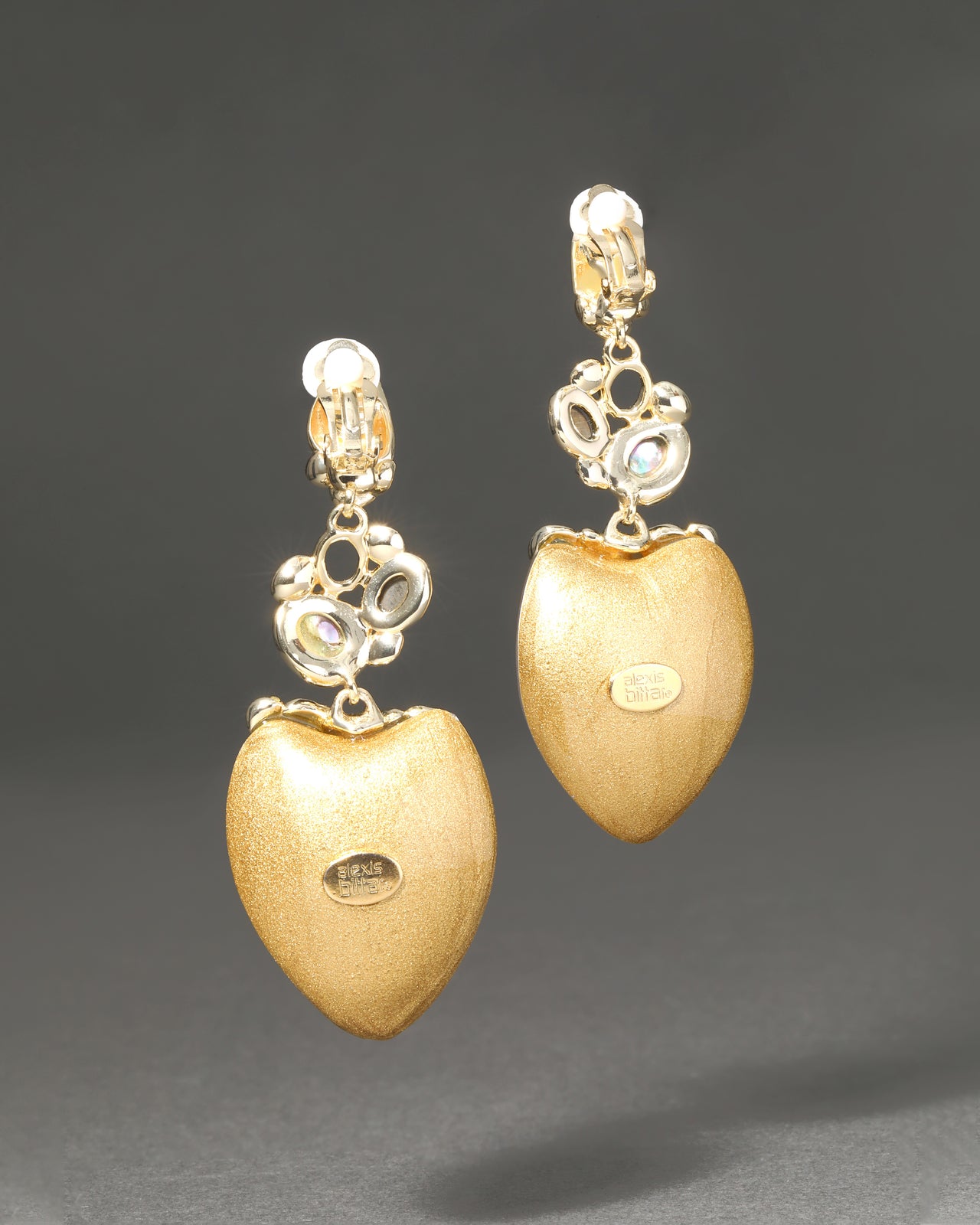 Archive Mother of Pearl Doublet with Pyrite and Hand Sculpted Lucite Drop Clip Earring - Photo 2