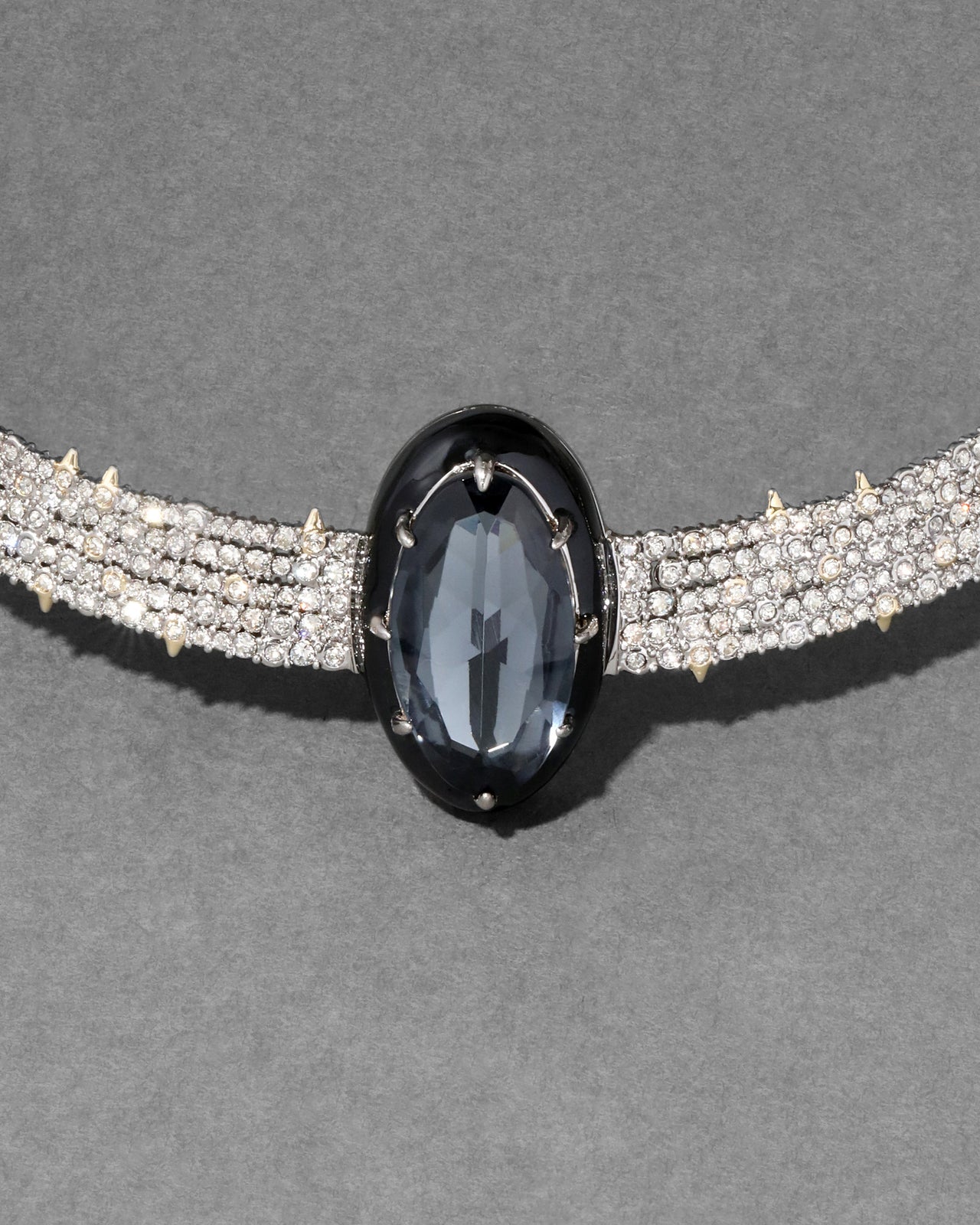 Archive Crystal Encrusted Hematite Doublet Collar Necklace - Photo 2