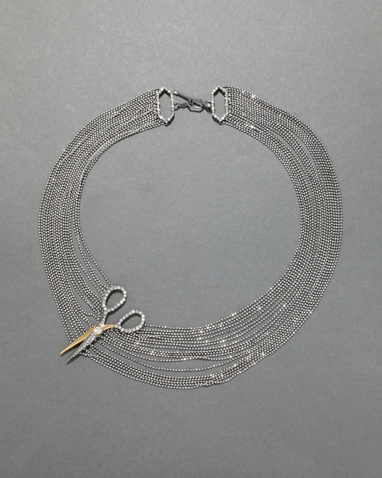 Archive Crystal Encrusted Scissor Bib Necklace - Photo 2