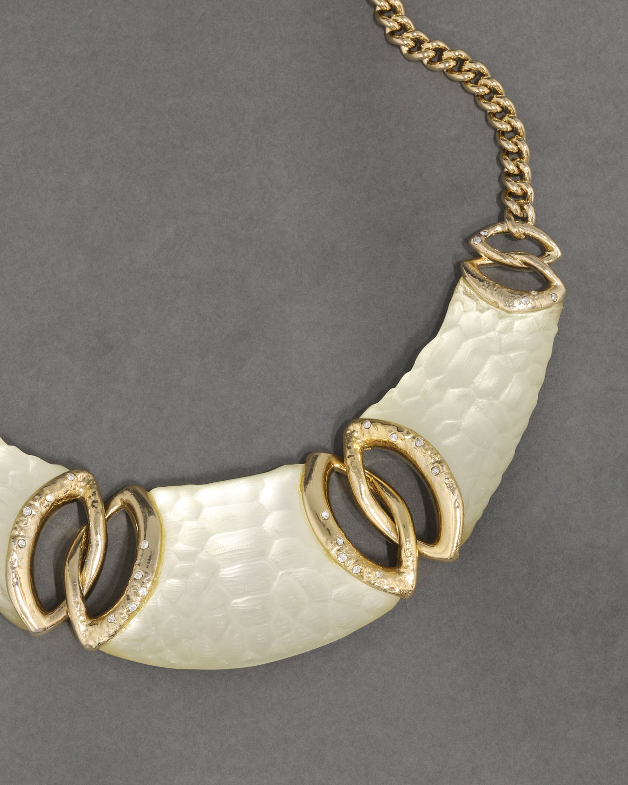 Archive Crocodile Texture Hand Sculpted Lucite Bib Necklace - Photo 2