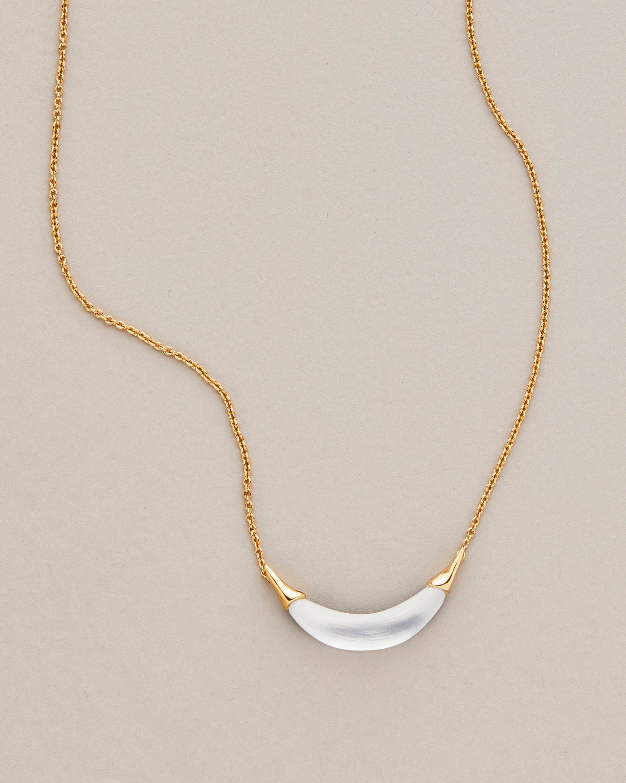 Gold Capped Crescent Lucite Necklace- Silver - Photo 2