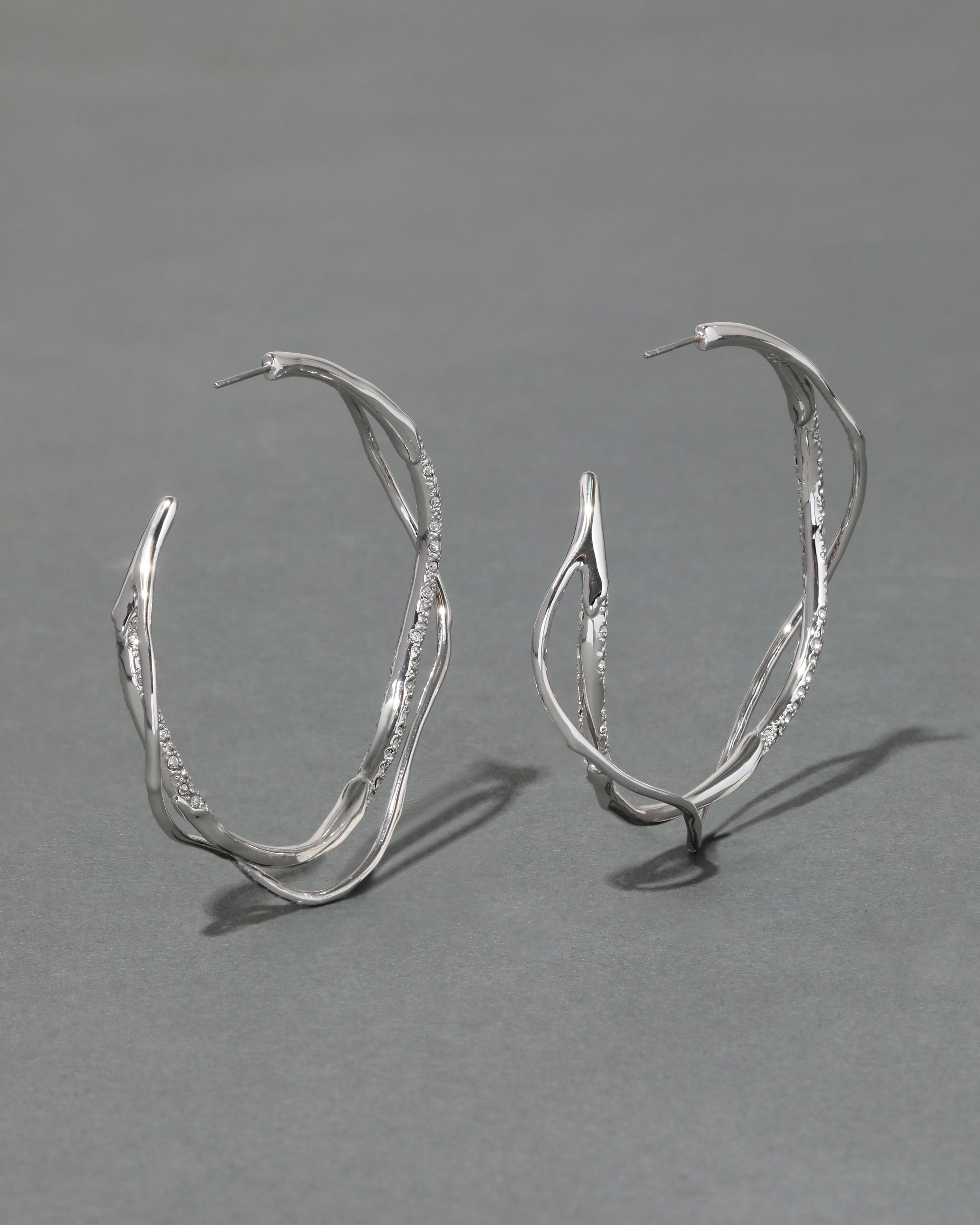 Rhodium Intertwined Two Tone Hoop Earring | ALEXIS BITTAR