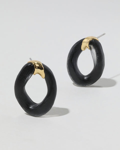 Black Lucite Molten Curb Link Post Earring