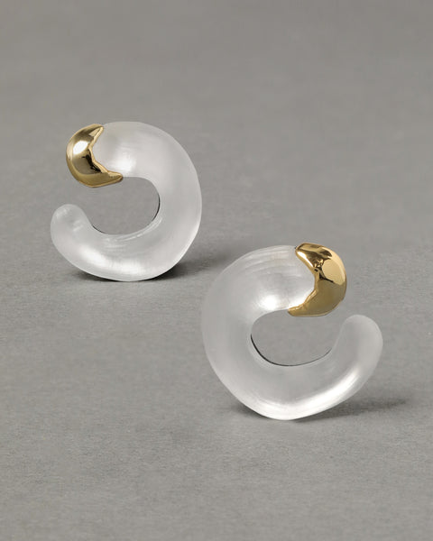 Lucite Molten Curb Link Post Earring - Clear