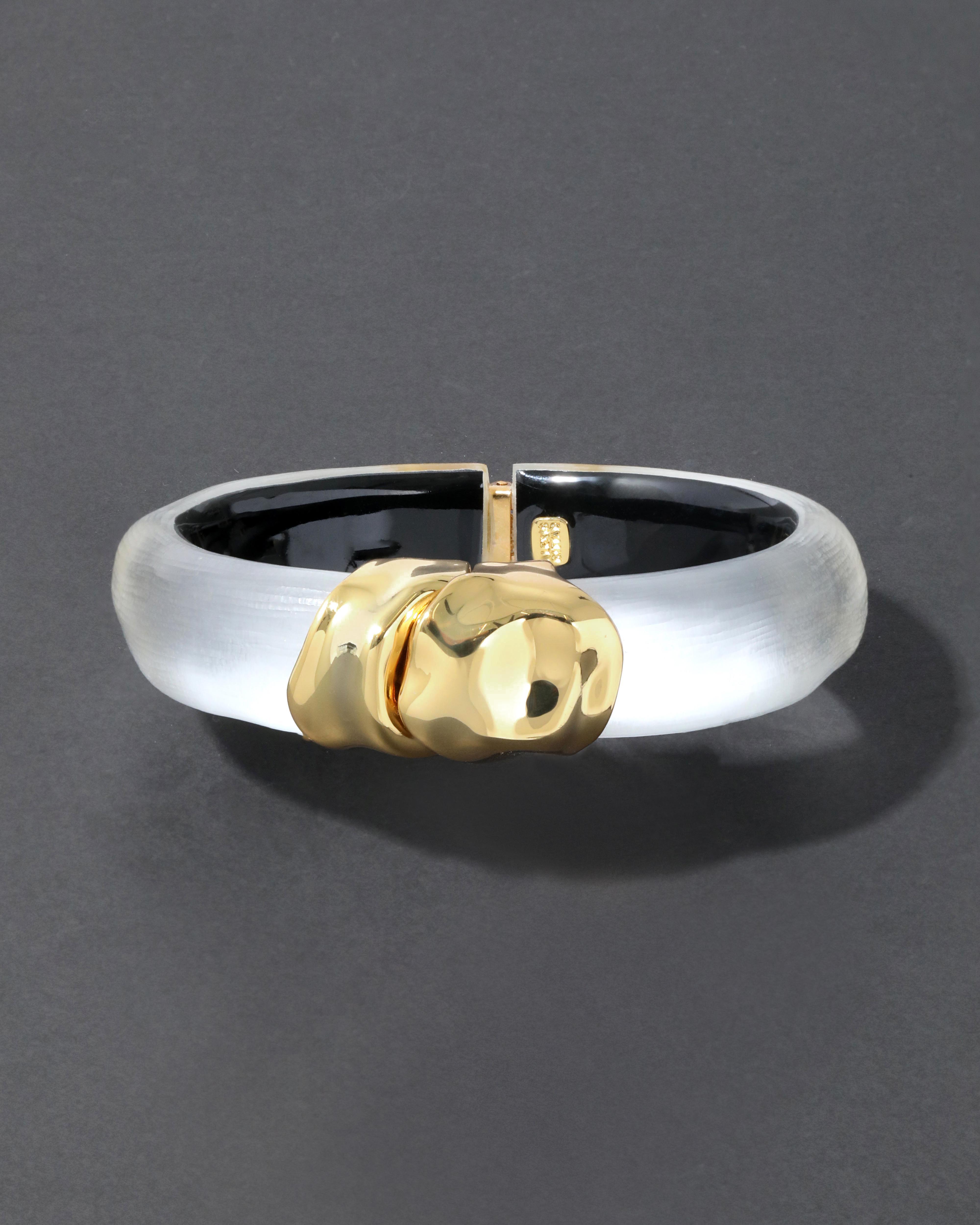 Molten Gold Lucite Hinge Bracelet - Silver | ALEXIS BITTAR