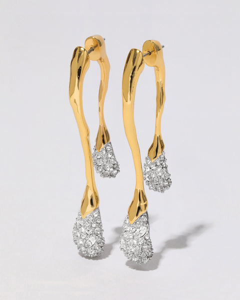 Alexis Bittar Lucite Front Back Double Drop Earrings - Gold/Clear